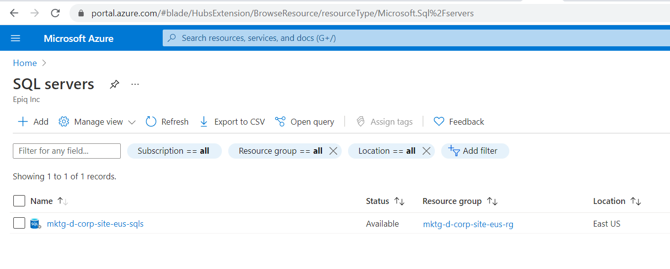 sql servers on azure