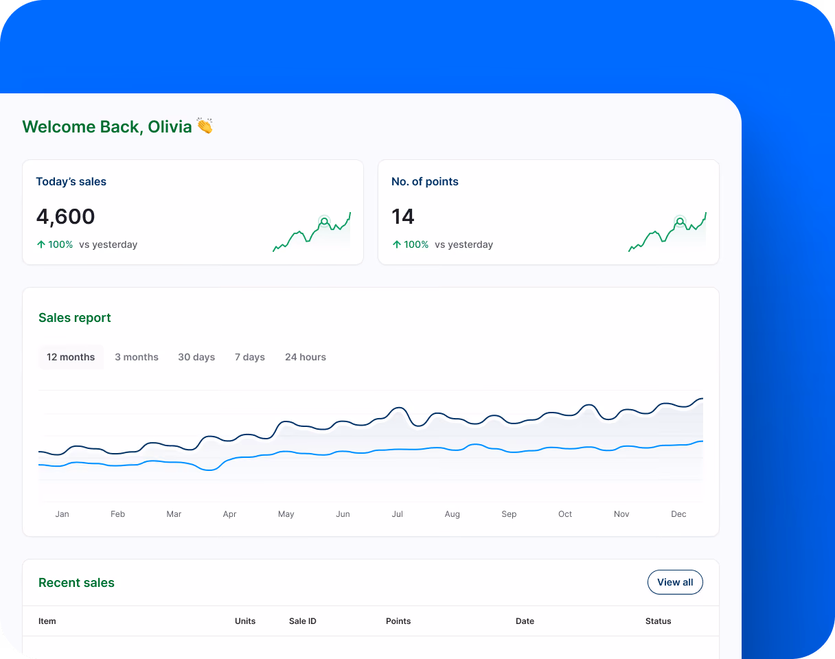 Our channel incentives platform dashboard showcasing sales data in graphs and charts.