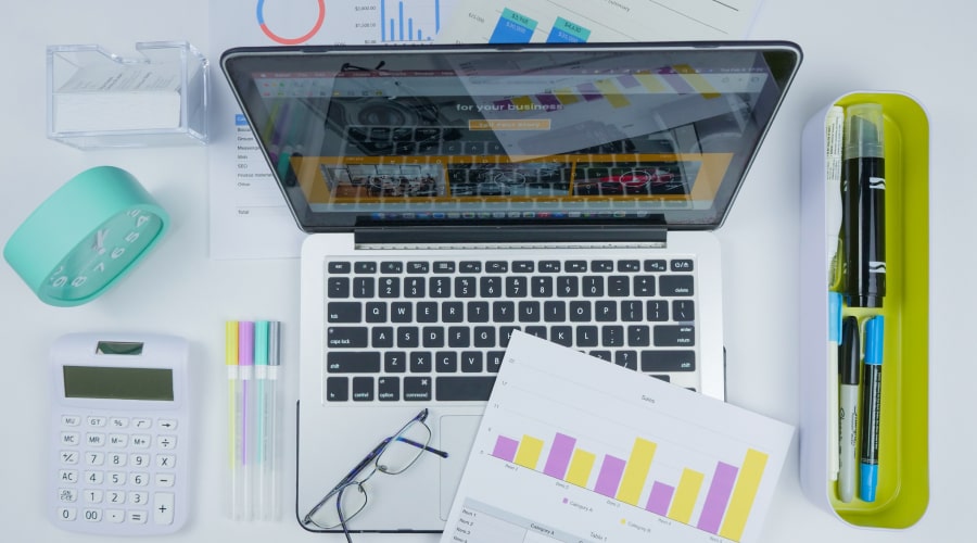 Laptop and office elements