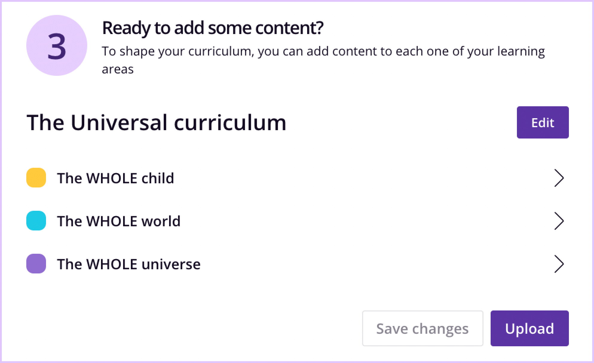 A screenshot of Famly's Curriculum Builder