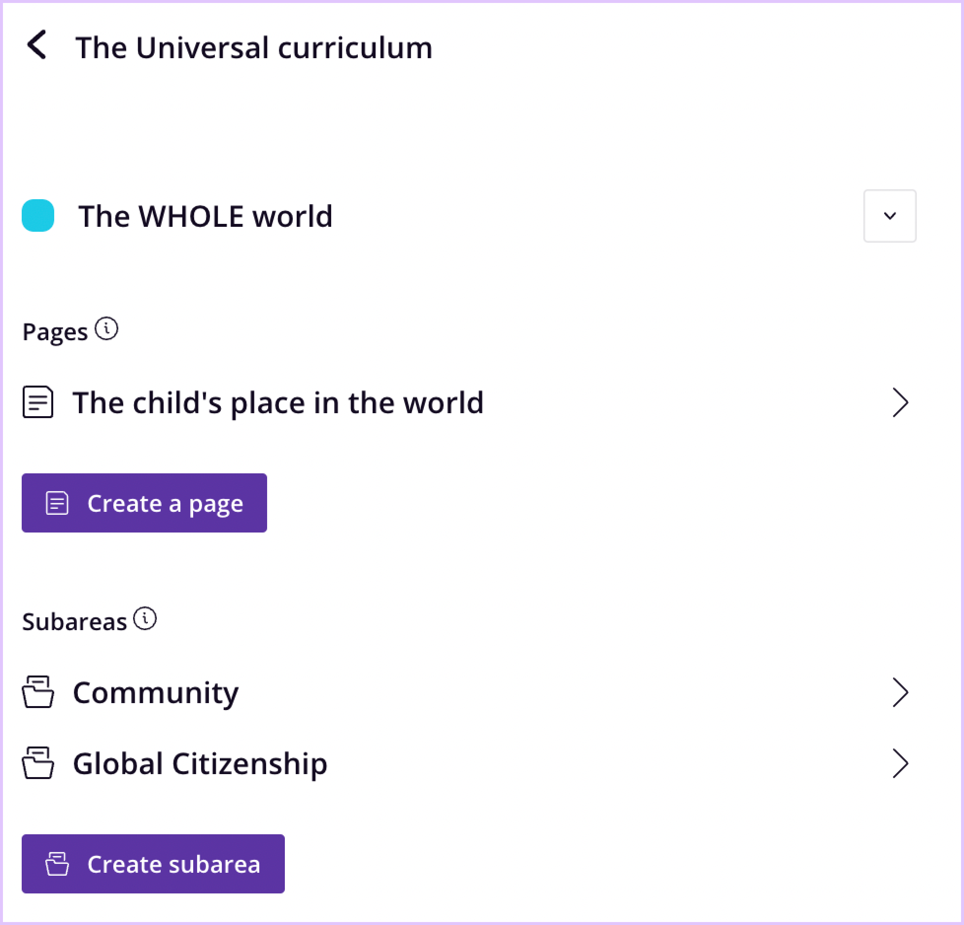 A screenshot of Famly's Curriculum Builder