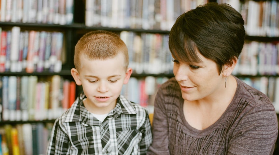 Adult & kid interacting