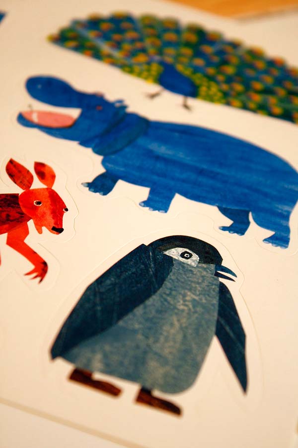 Paper collage at nursery in the shape of various animals
