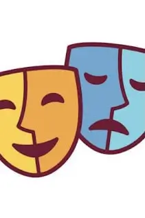 yellow and blue drama masks