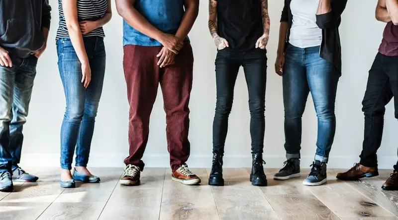 Line of adults standing together