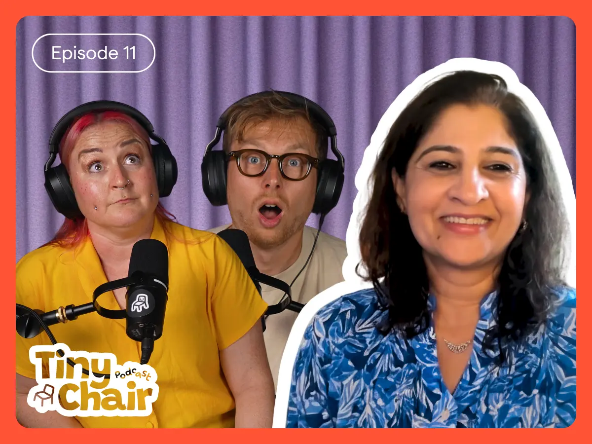 Tiny Chair Podcast hosts, Julia and Matt, with Early Years expert, Prerna Richards.
