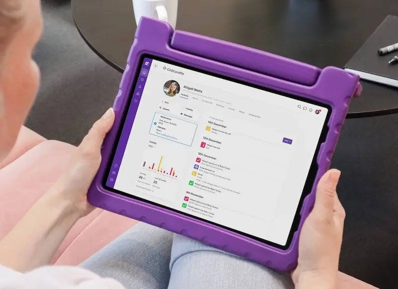 An image of Famly being used on an iPad