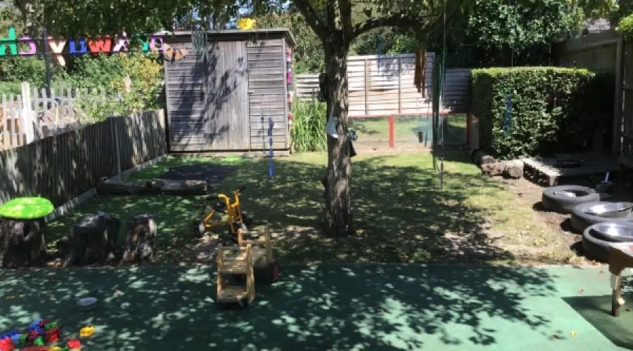 A photograph of the garden at Storkway Neighbourhood Nursery