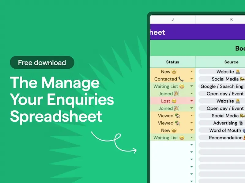 Screenshot of free download sheet for how to Manage your enquiries