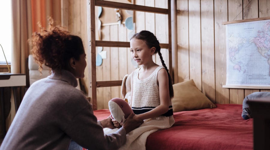 Mother and daughter talking about death