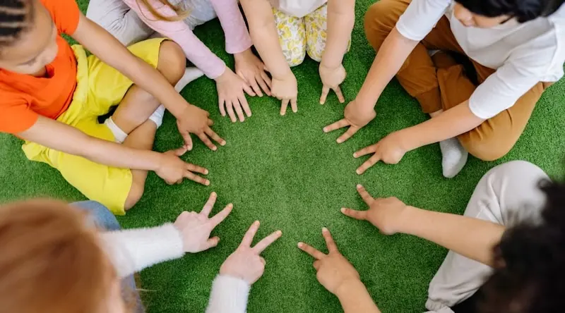 Kids playing on the ground