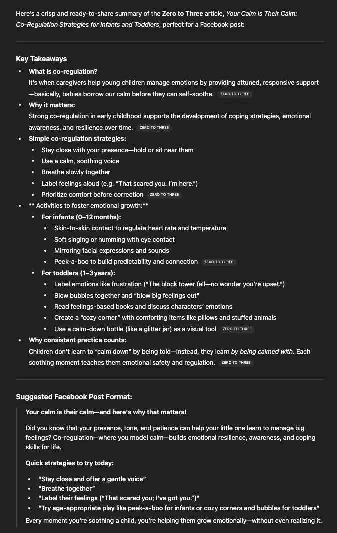 screenshot from chatgpt asking it to summarize an article for social media