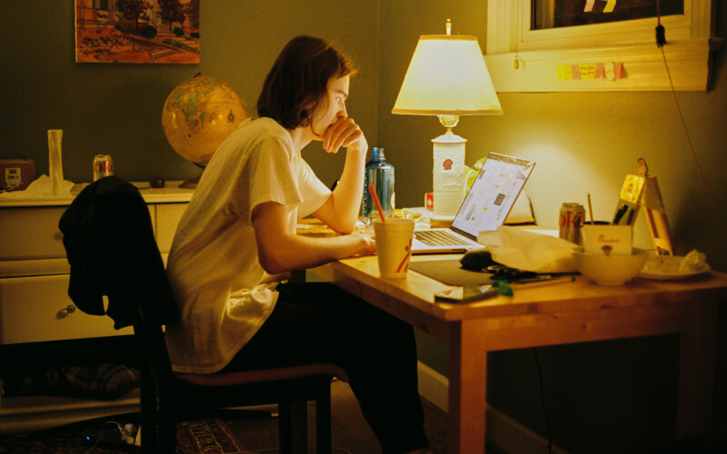 teacher woking overtime at home