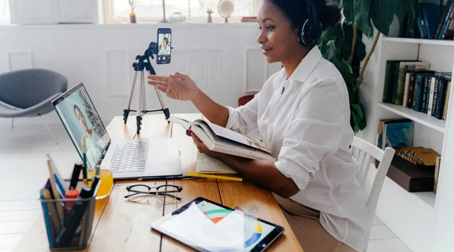 Adult using technology for management