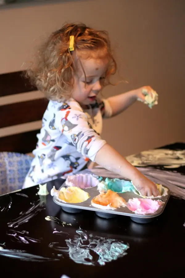 painting with shaving cream or puffy paint