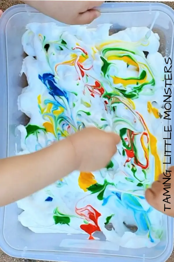 shaving cream sensory bin