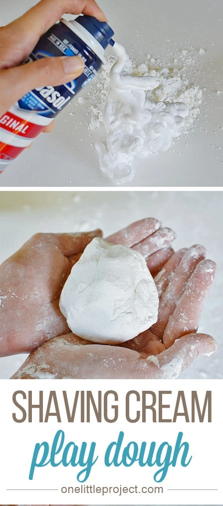 play dough shaving cream sensory play