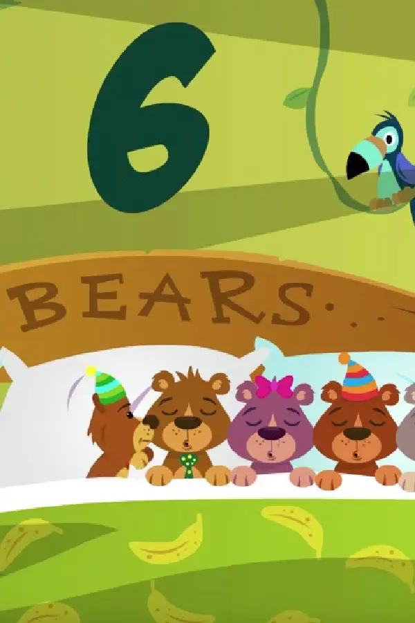 Drawing of 6 bears sleeping