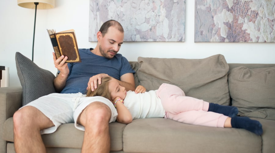 Girl Lying on a Man's Lap