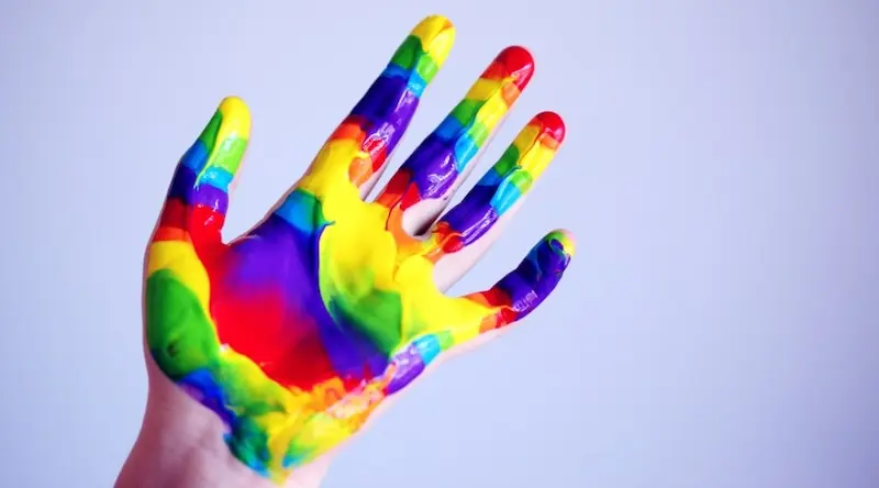 Rainbow paint hand