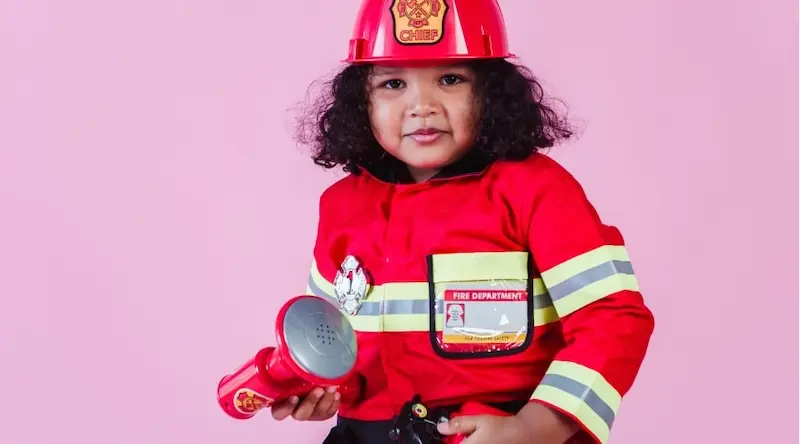 Girl in firefighter costume
