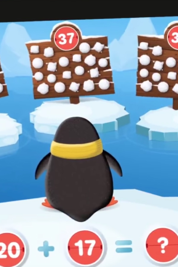 cartoon penguin in number game
