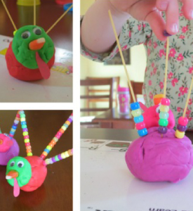Pictures of a playdough turkey