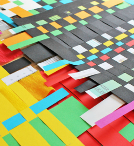 Picture of colourful stripes of paper