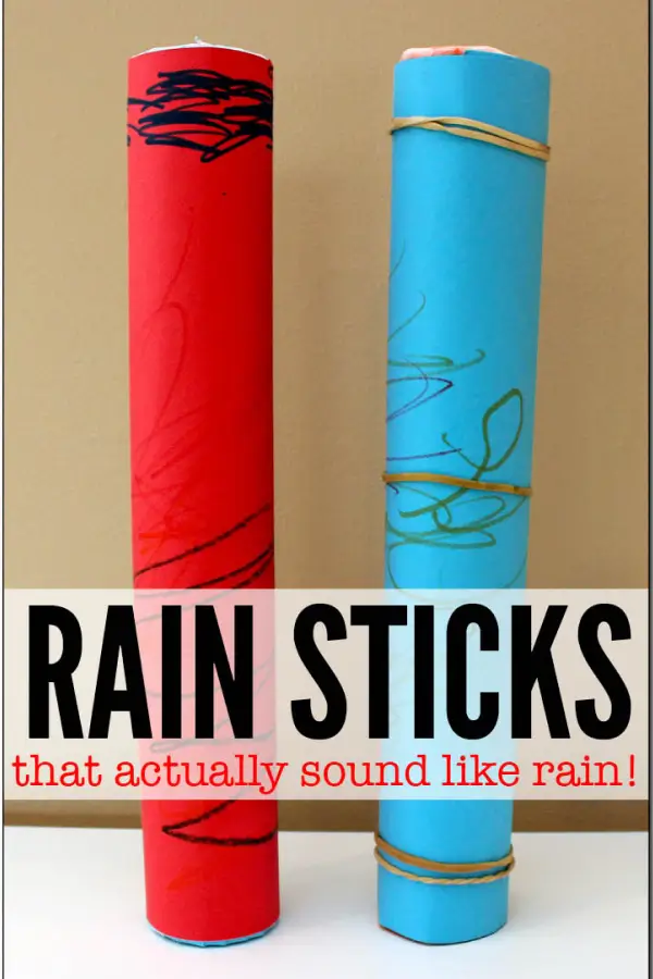 Blue and red paper towels made for making rain sound