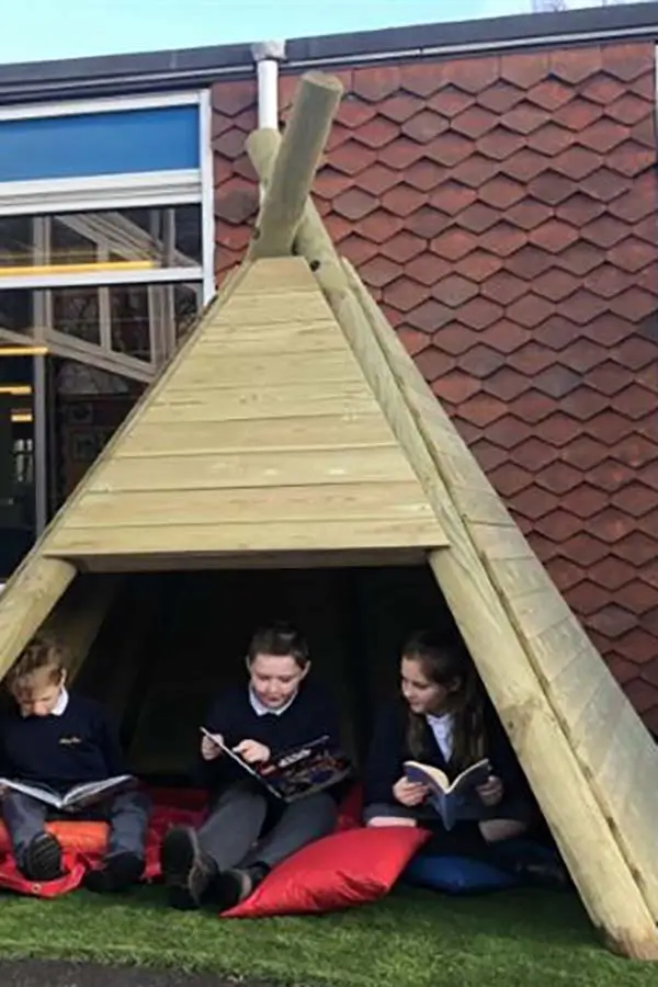 The enveloping play schema can also involve hiding oneself in a fort or den