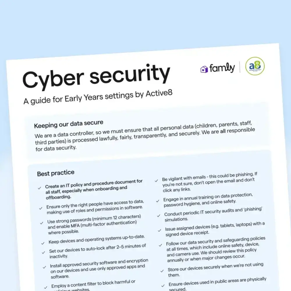 Cybersecurity: A guide for Early Years settings by Active8