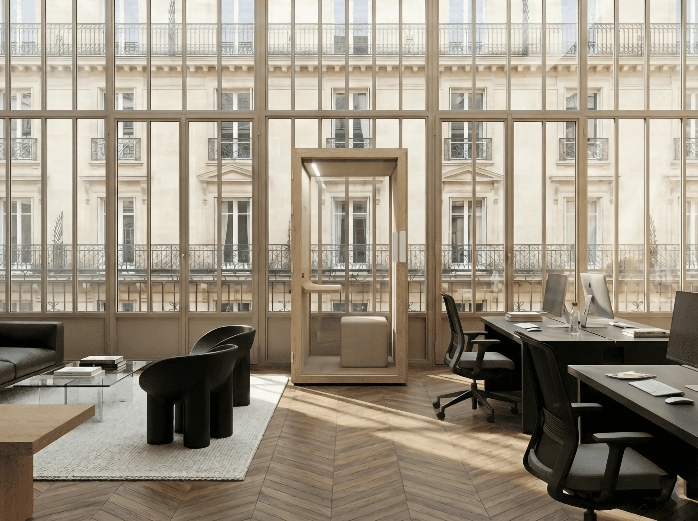 Cabine acoustique le BLOC, assemblée à Paris