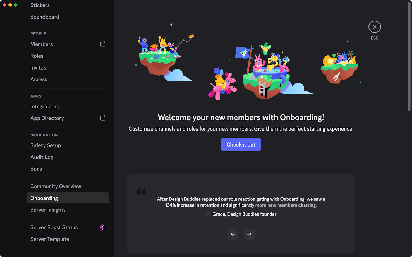 Splash page for setting up Community Onboarding. 