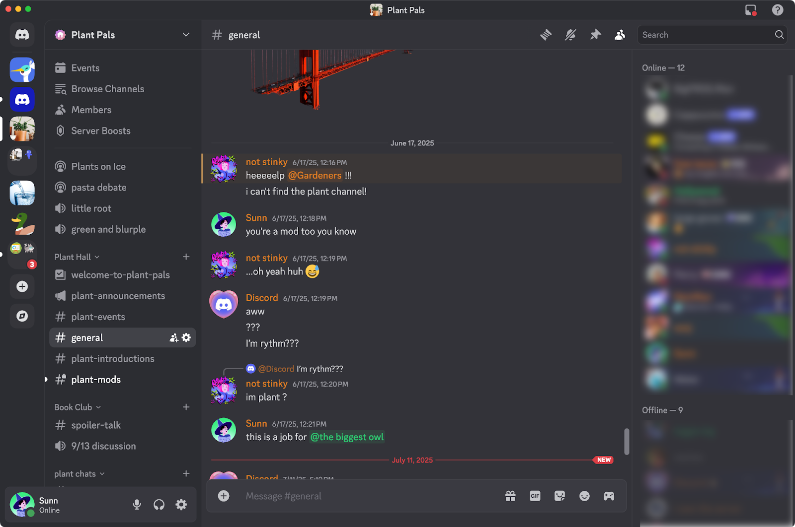 A text channel in Discord.