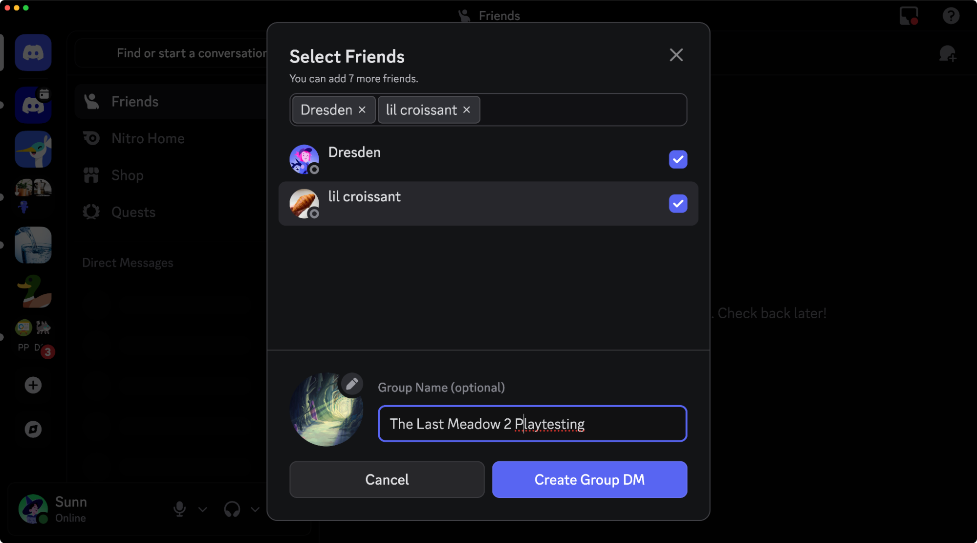 Group DM customization options.