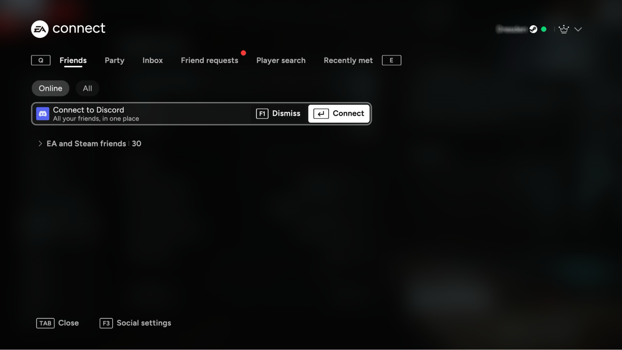 Discord friends shown in the Battlefield 6 friends list.