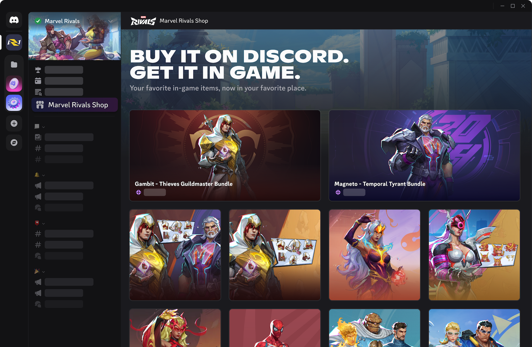 A preview of the Marvel Rivals Shop.