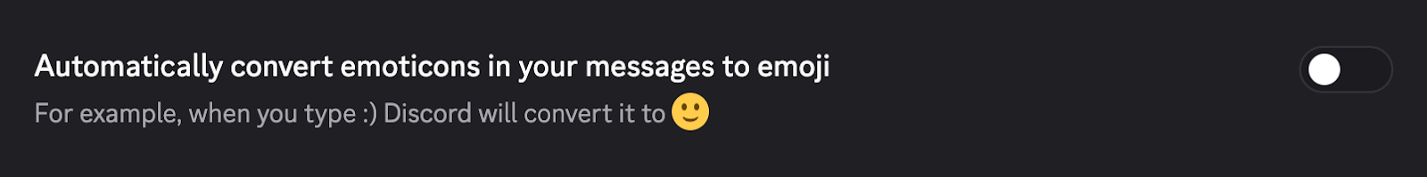 The settings option to toggle “Automatically convert emoticons in your messages to emoji.” 