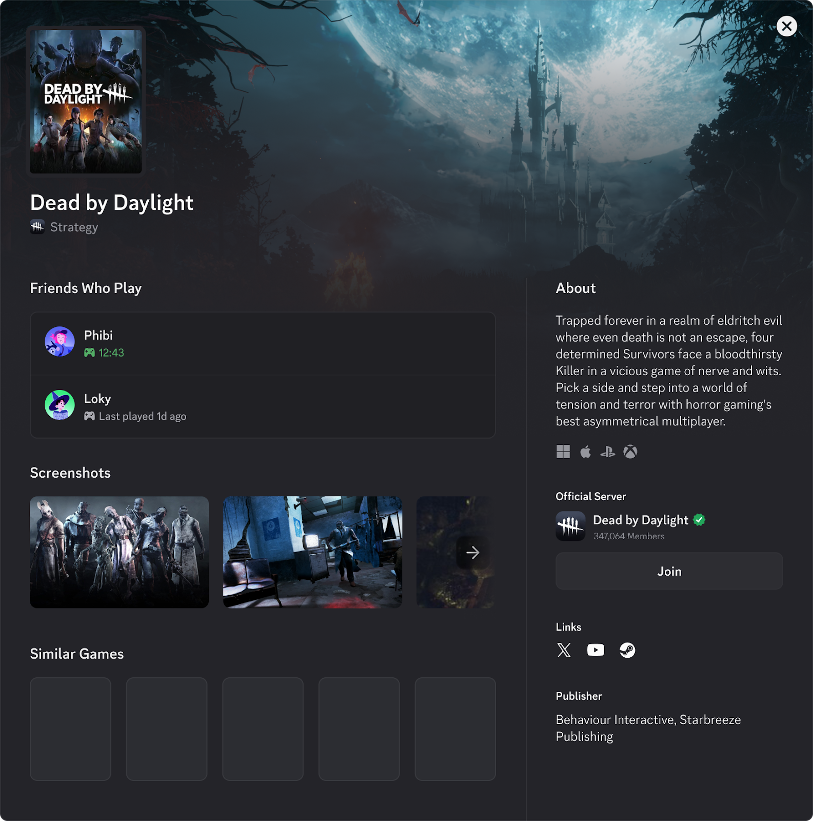 A Game Profile on Discord.