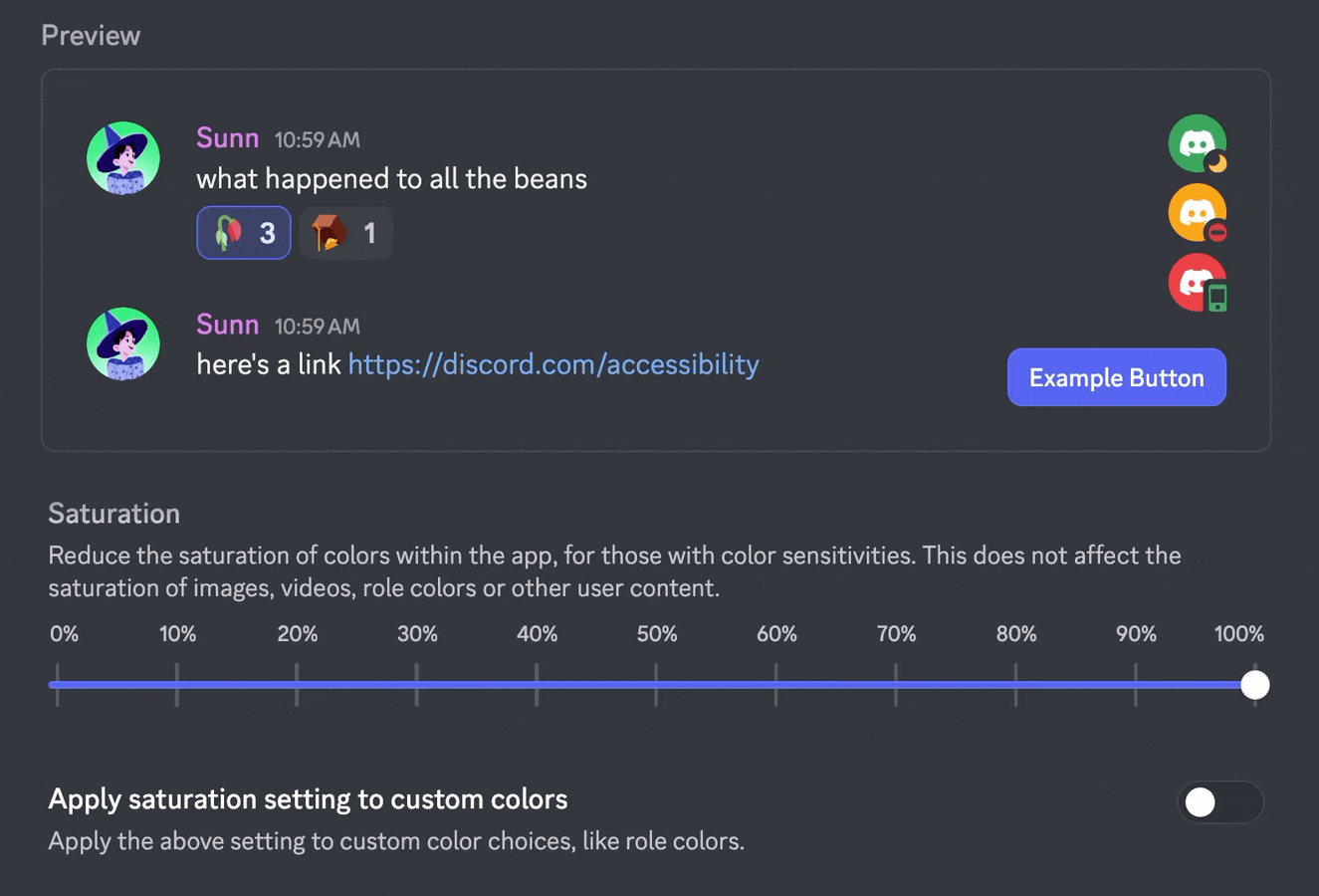 Saturation slider demonstration. 