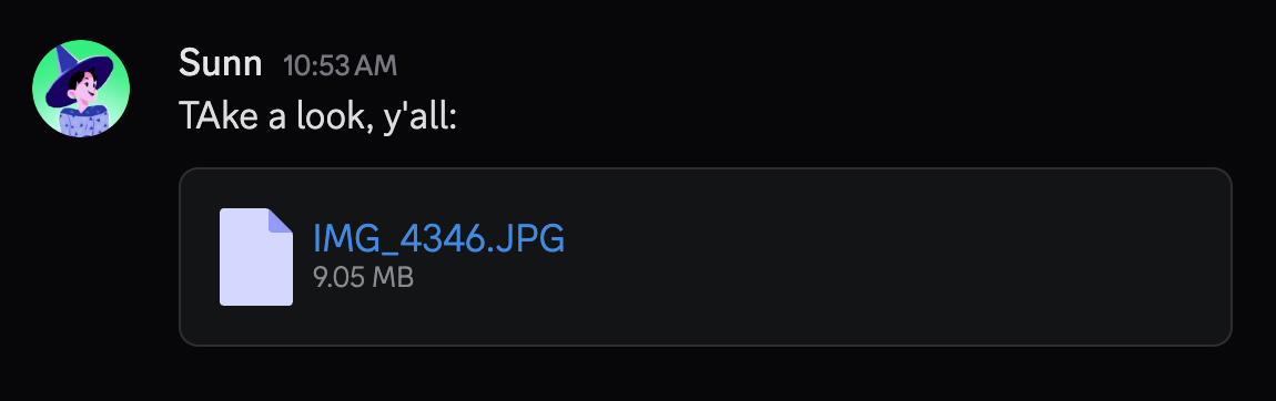 An image as an attachment rather than being visible upon posting.