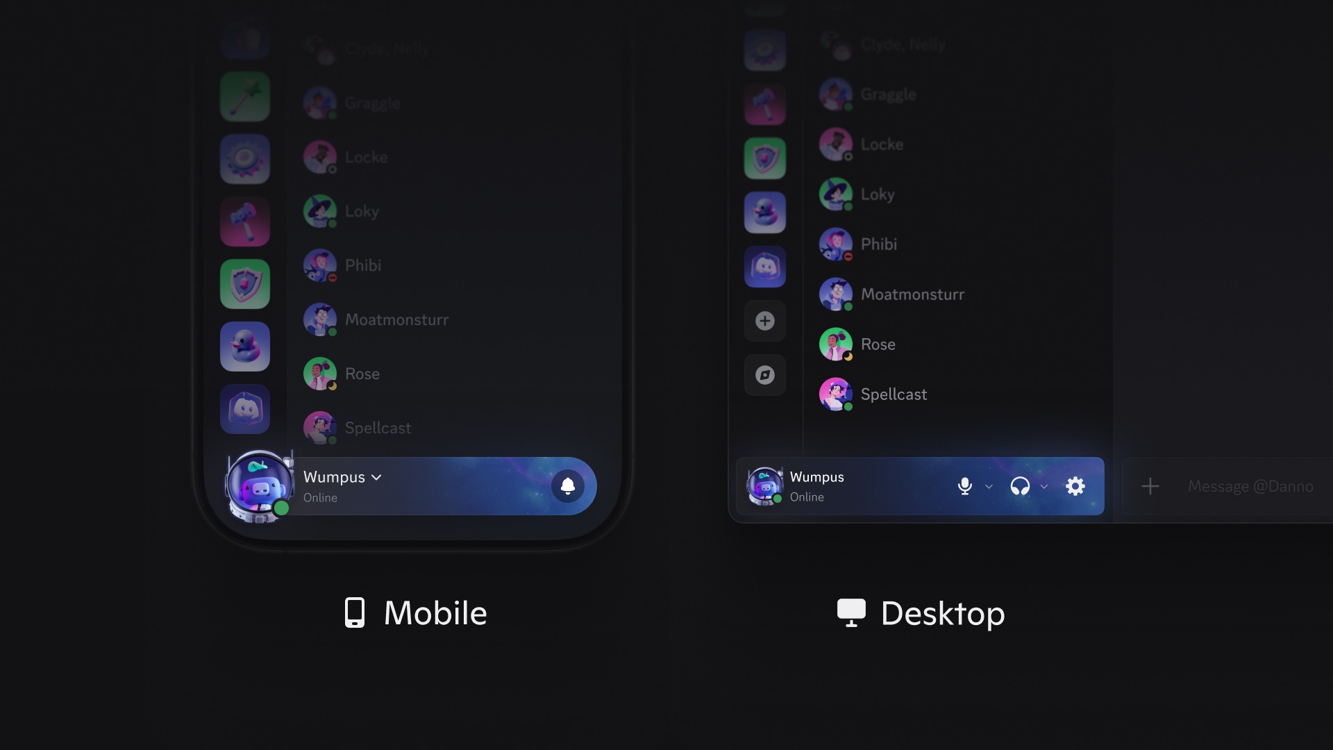 A side-by-side comparison between mobile UI with You Bar and our existing desktop UI.