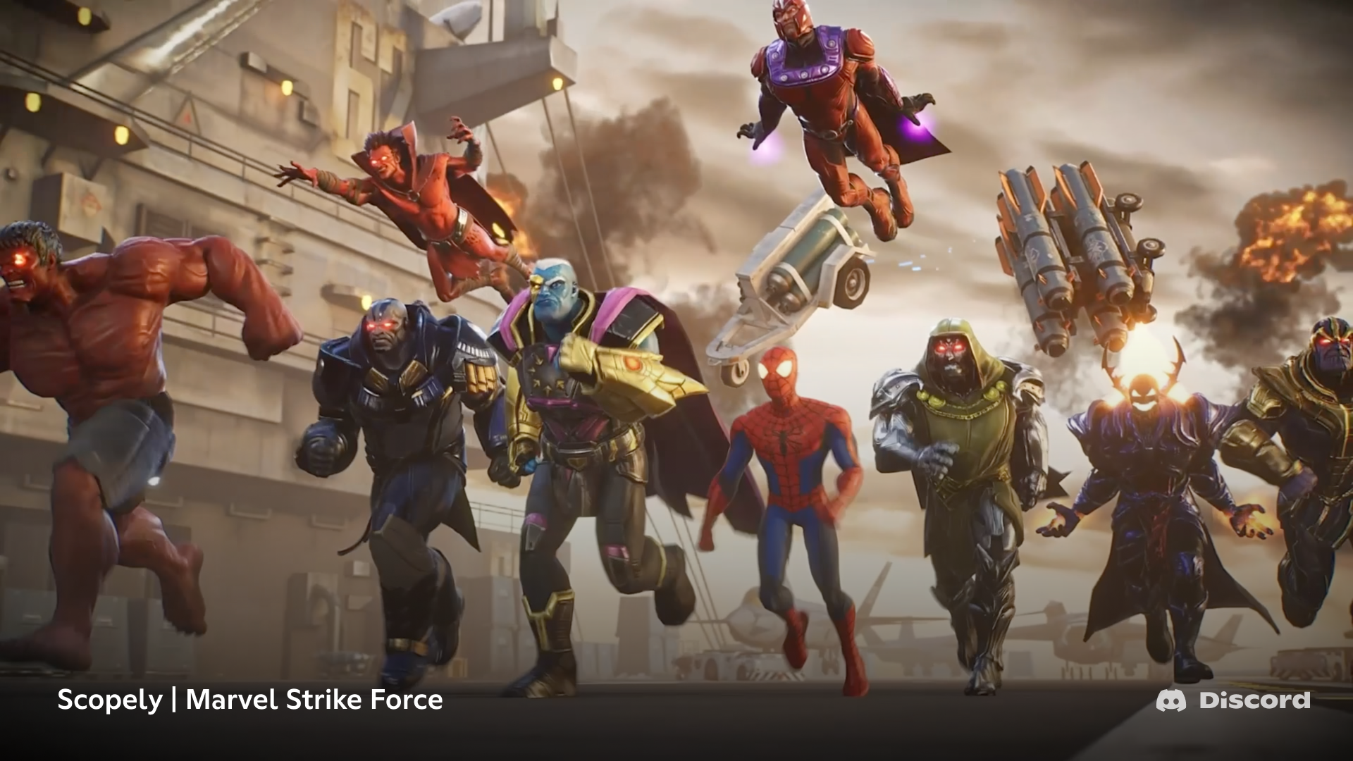 An image of a team of Marvel superheroes from Marvel Strike Force.