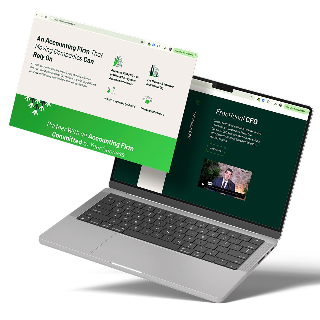 ProMover Accounting website pages designed by Dot The i Creative.