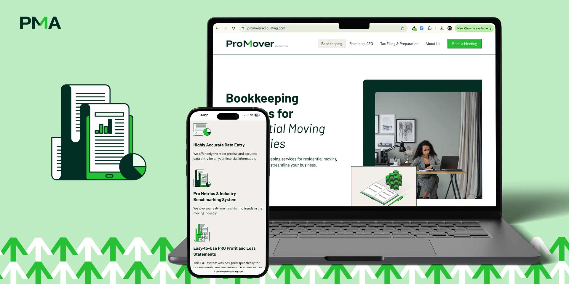 ProMover Accounting website mobile and desktop view.