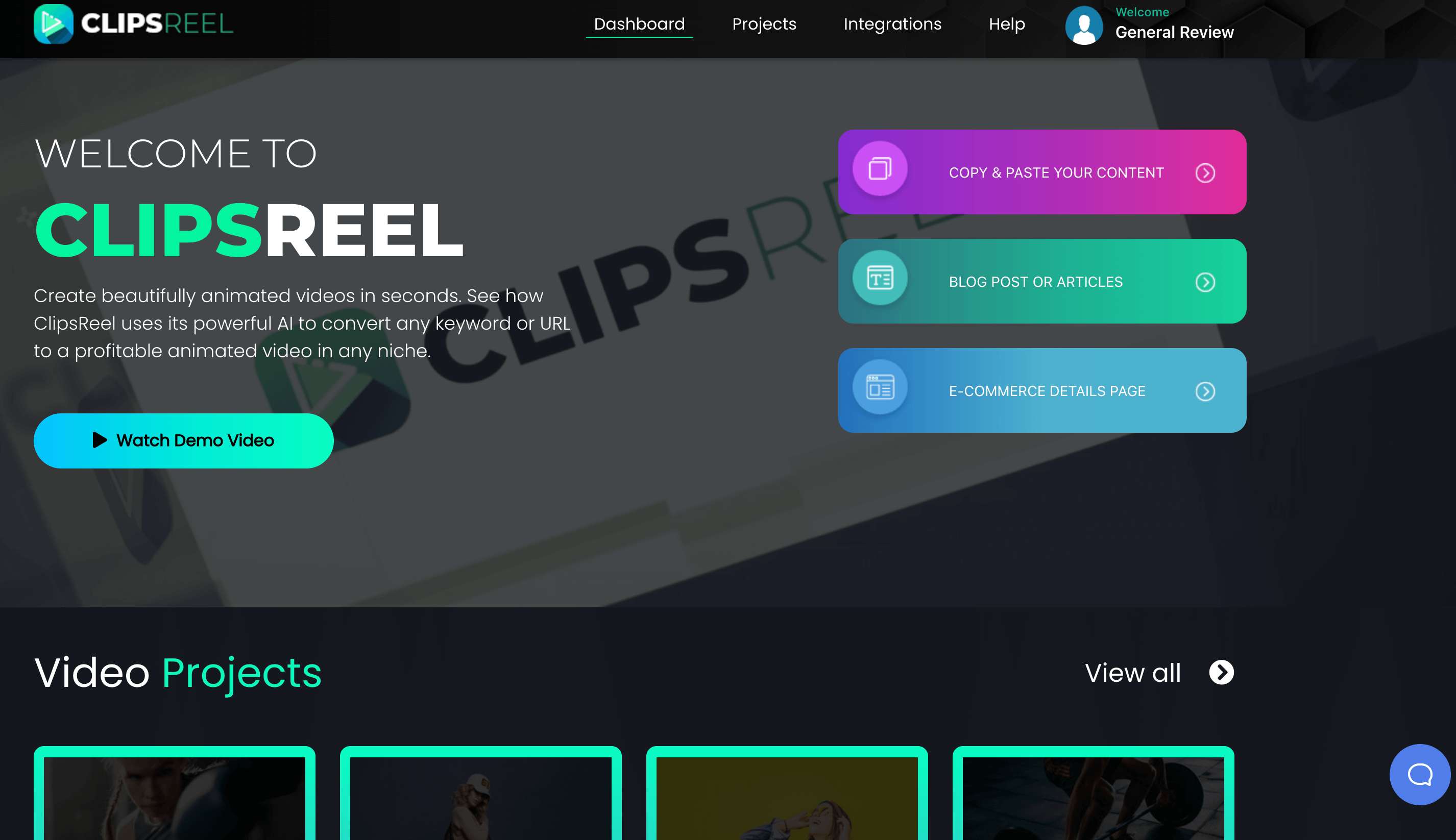 clipsreel dashboard