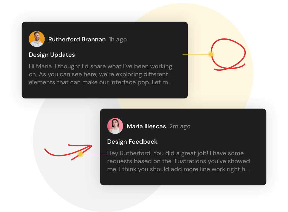 Graphic showing design feedback in Yac