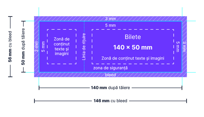 machetă grafică pentru bilete 140 x 50 mm