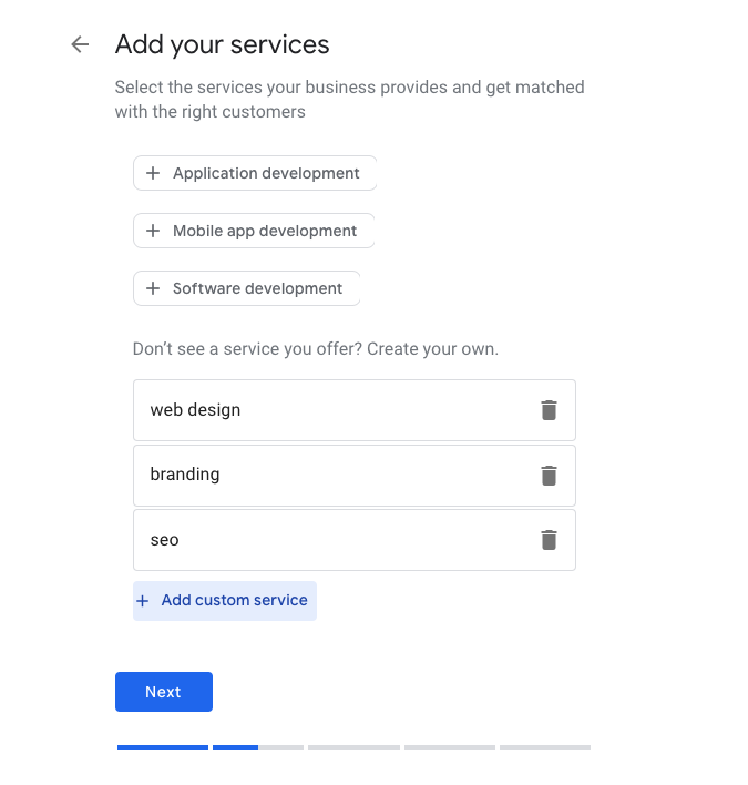 Add services to Google My Business