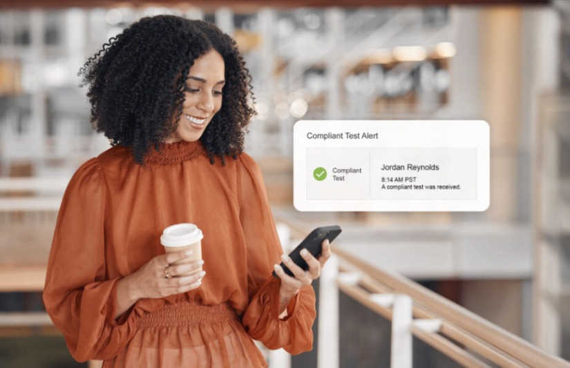 A woman checking her phone